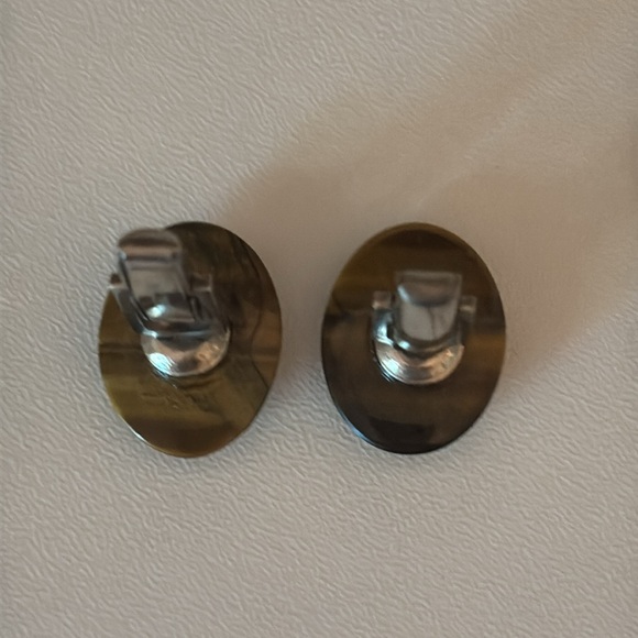 Vintage Tiger’s Eye cufflinks silver Tone Brown Accents men’s French cuffs - Picture 8 of 9